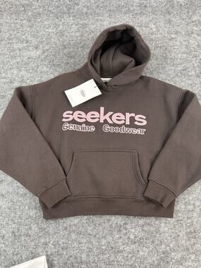 Sisters and Seekers Hoodie Women Small Brown Oversized Sweatshirt Street N102